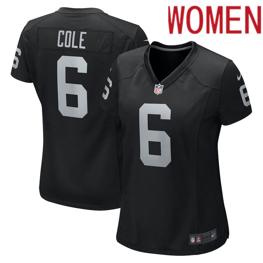 Women Oakland Raiders 6 AJ Cole Nike Black Game NFL Jersey